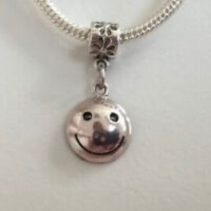 “SMILEY FACE” Silver Plated Dangling Charm For European Style Charm Bracelets